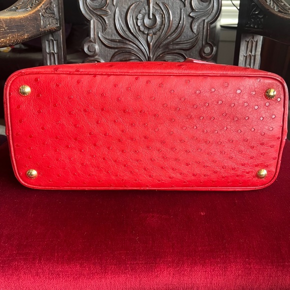 Prada Ostrich Medium Double Bag Rosso Tote - Picture 14 of 15